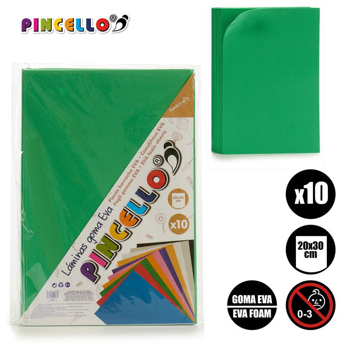 Pincello Juego 10 Laminas Goma Eva Oliva 20 cm x 30 cm (Set de 24) Pincello Juego 10 Laminas Goma Eva Oliva 20 cm x 30 cm (Set de 24)