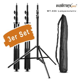 Walimex Pack de 3 Trípodes de Lámpara pro WT-806 de 256 cm