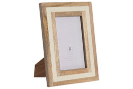 DKD Home Decor Marco de Fotos 10x15 Urban Natural Blanco Mango y Hueso 1.8 x 21.5 x 17 cm