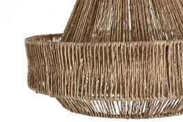 DKD Home Decor Pantalla de Lámpara Decorativa de Yute y Metal, Estilo Tropical en Color Natural, 33 x 33 x 20 cm (Paquete de 2 Unidades)