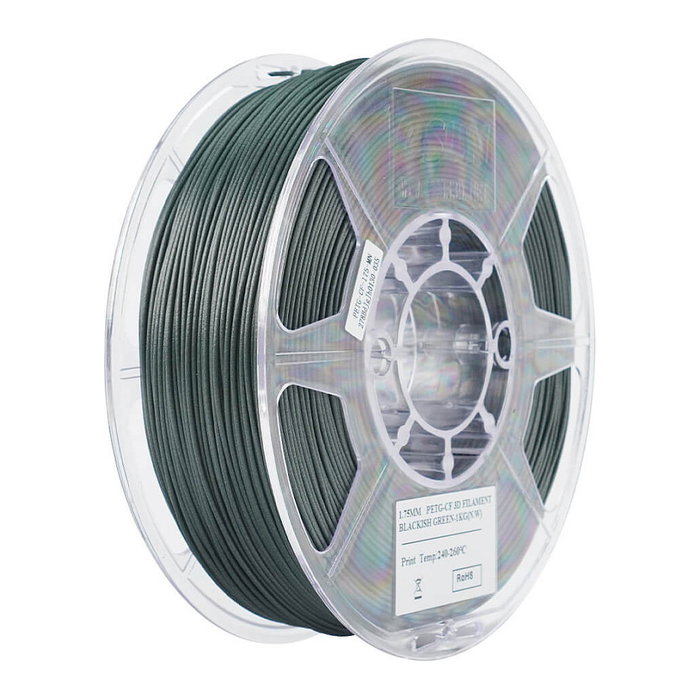 eSUN Filamento EPETG-CF 1.75mm Negro Verdoso (Black Green) 1 kg para Impresión 3D