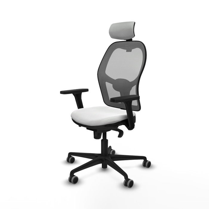 PIQUERAS Y CRESPO Silla de oficina Jorquera con mecanismo Sincro, Tela Blanca y Malla Gris