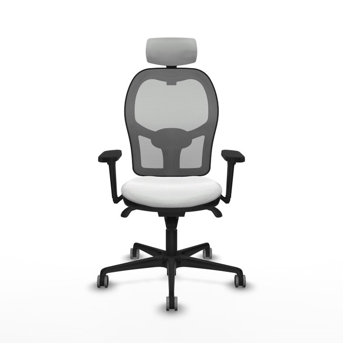 PIQUERAS Y CRESPO Silla de oficina Jorquera con mecanismo Sincro, Tela Blanca y Malla Gris
