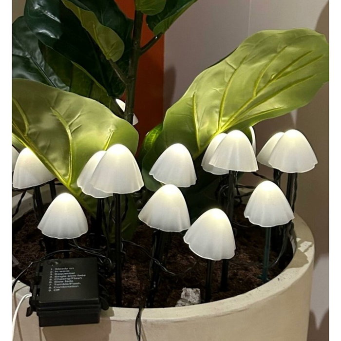 Estaca led con forma de seta con 8 funciones para exterior - Juego de 20 unidades
