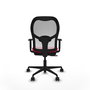 Silla de oficina Jorquera con mecanismo Sincro/Traslack tapizada con Tela color Rojo y malla color Blanco. Equipada con lumbar 1D, Brazos 1D y Ruedas 65mm nailon