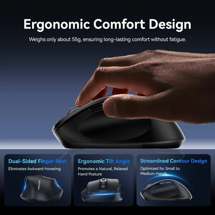 Vention Ratón Ergonómico Inalámbrico KTHB0 Negro