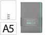 Antartik Cuaderno A5 Tapa Dura Hojas Lisas Gris y Turquesa 100 Hojas 80gr FSC Cierre Gomilla Bolsillo Sobre