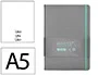 Antartik Cuaderno A5 Tapa Dura Hojas Lisas Gris y Turquesa 100 Hojas 80gr FSC Cierre Gomilla Bolsillo Sobre