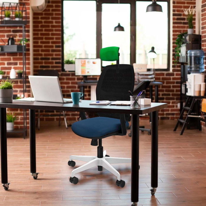 PIQUERAS Y CRESPO Alfera Silla de oficina con mecanismo sincro, malla negra y asiento amarillo PIQUERAS Y CRESPO Alfera Silla de oficina con mecanismo sincro, malla negra y asiento amarillo