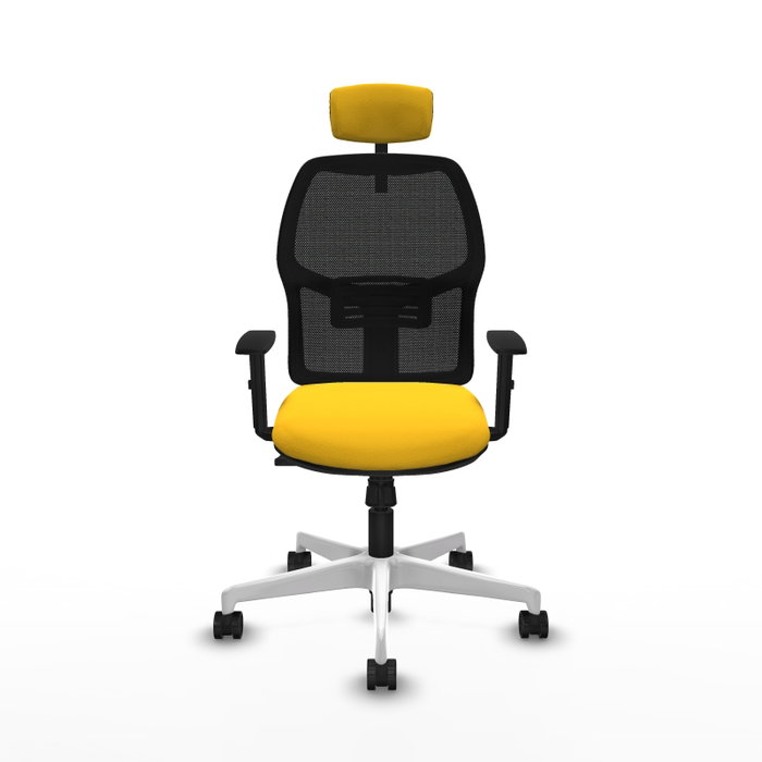 PIQUERAS Y CRESPO Alfera Silla de oficina con mecanismo sincro, malla negra y asiento amarillo PIQUERAS Y CRESPO Alfera Silla de oficina con mecanismo sincro, malla negra y asiento amarillo