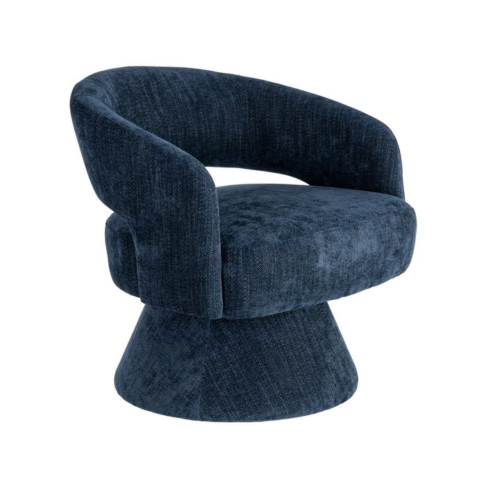 Sillón Giratorio Azul Tejido-Madera 71 X 68 X 72 cm