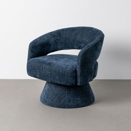 Sillón Giratorio Azul Tejido-Madera 71 X 68 X 72 cm