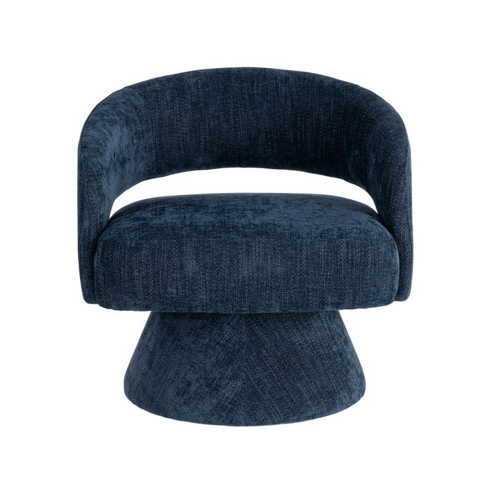 Sillón Giratorio Azul Tejido-Madera 71 X 68 X 72 cm