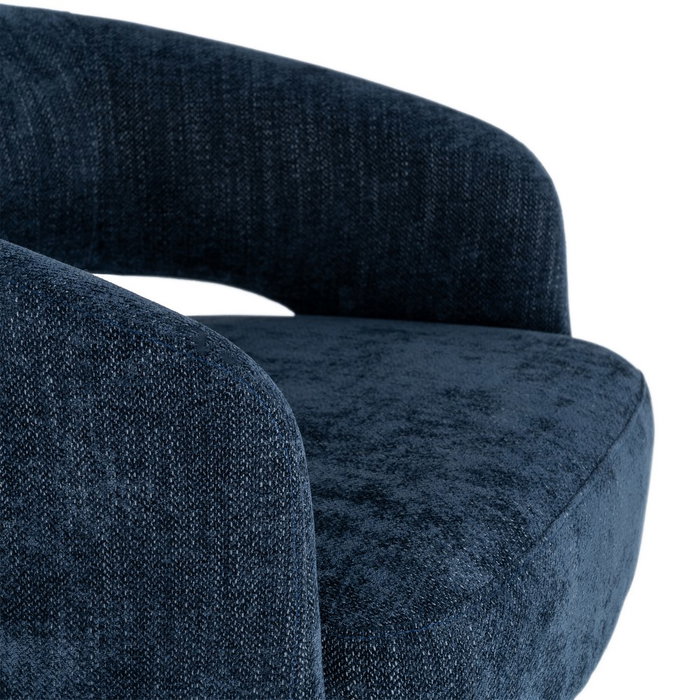 Sillón Giratorio Azul Tejido-Madera 71 X 68 X 72 cm