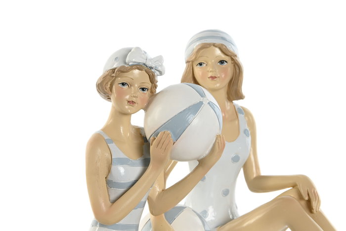 DKD Home Decor Figura Bañista Resina Azul Celeste Blanco 8 x 12.5 x 8 cm (2 Unidades)