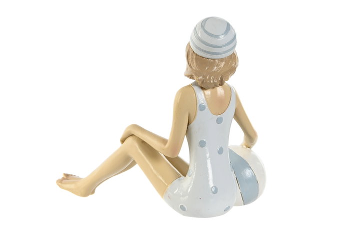 DKD Home Decor Figura Bañista Resina Azul Celeste Blanco 8 x 12.5 x 8 cm (2 Unidades)