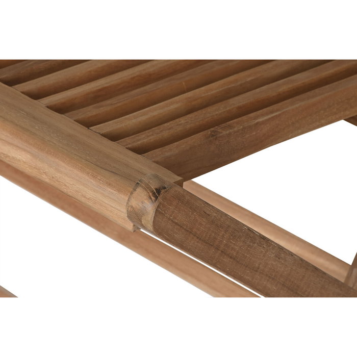 DKD Home Decor Banco de Teca Plegable de 2 Plazas Marrón Natural