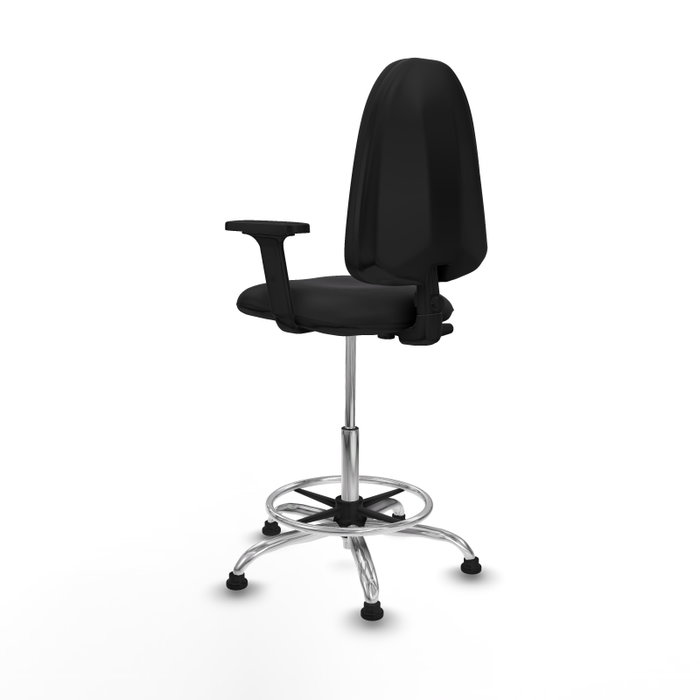 PIQUERAS Y CRESPO Taburete Aýna Negro con Brazos 2D y Base Cromada