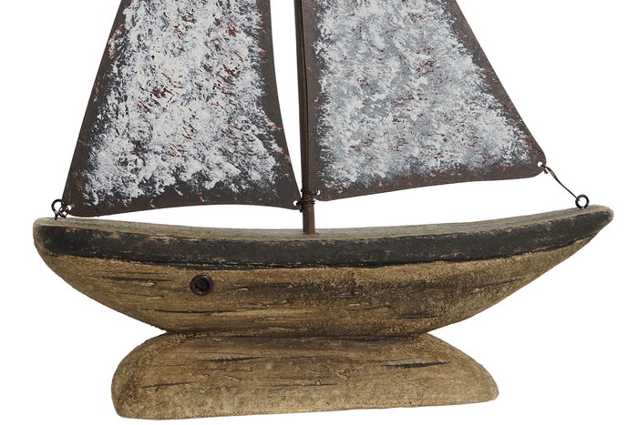 DKD Home Decor Velero Decoración Natural Blanco 6 x 34 x 26 cm