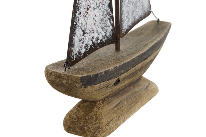 DKD Home Decor Velero Decoración Natural Blanco 6 x 34 x 26 cm