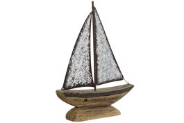 DKD Home Decor Velero Decoración Natural Blanco 6 x 34 x 26 cm