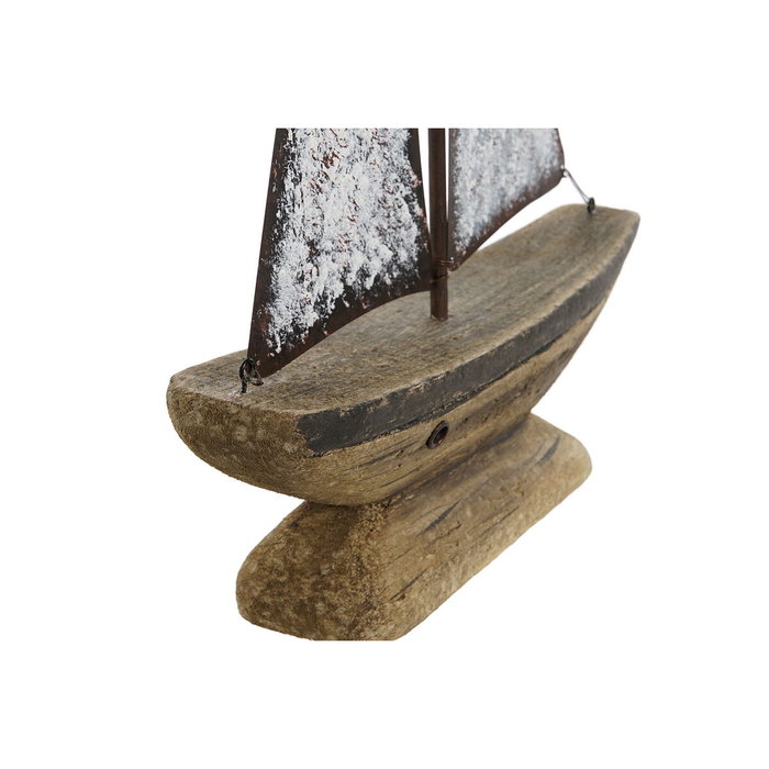 DKD Home Decor Decoración Velero Antique en Paulownia y Metal, Natural y Blanco DKD Home Decor Decoración Velero Antique en Paulownia y Metal, Natural y Blanco