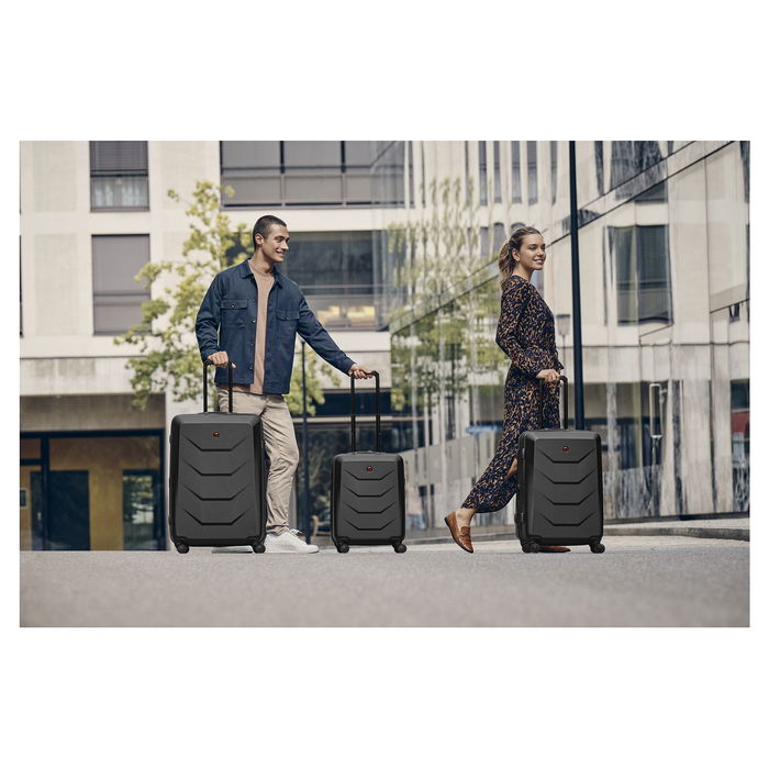 Wenger Prymo Prymo Large Maleta Negra de Policarbonato Rígida con 4 Ruedas 93L Expandible 107L