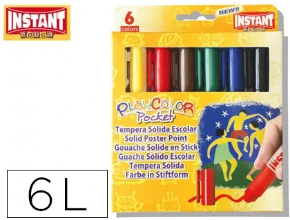 PLAYCOLOR Témpera Sólida Basic Pocket Estuche de 6 Colores Surtidos