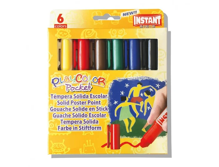PLAYCOLOR Témpera Sólida Basic Pocket Estuche de 6 Colores Surtidos