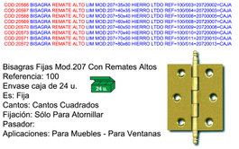 Bisagra limitada de hierro modelo 207 35x30