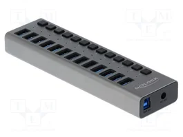 DeLOCK Concentrador USB de 13 puertos 5 Gbps con interruptores Gris