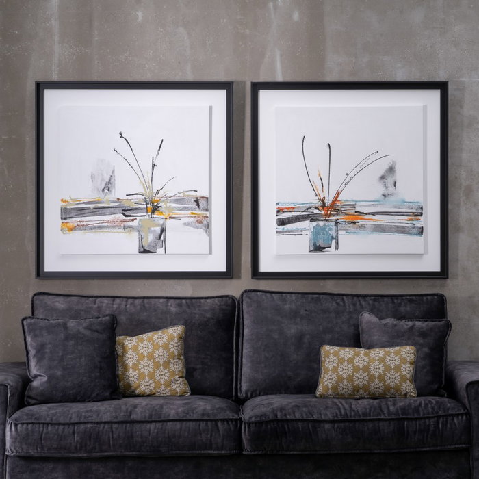 Cuadro Pintura Jarrones 2/M Lienzo 100 X 100 cm (Set de 2)