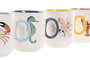DKD Home Decor Mug Mediterraneo Blanco Multicolor Porcelana New Bone Apto Microondas Lavavajillas Capacidad 340ml 12 Unidades 8 x 9.6 x 12 cm