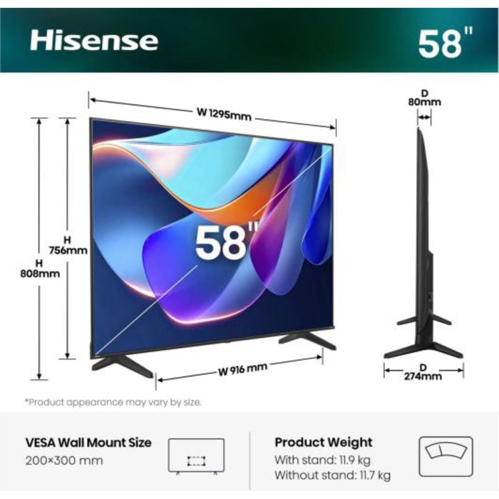 Hisense 58A6S Smart TV 4K Ultra HD de 58 pulgadas