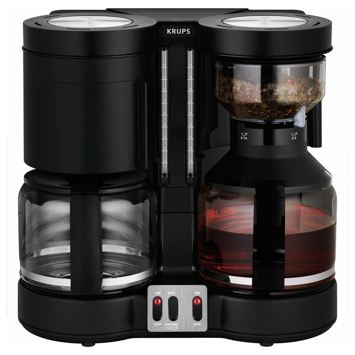 Krups KM8508 Duothek Plus - Cafetera de filtro, 1 litro, 10 tazas, 2200 W, antigoteo, apagado automático, color negro