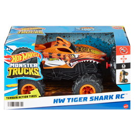 Hot Wheels Monster Trucks Tiger Shark R/C HNV03 Vehículo Teledirigido, Color Naranja