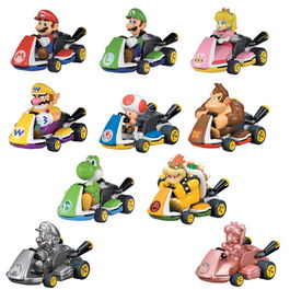 Nintendo Mario Kart Vehículo Retroceso con Mecanismo de Retroceso, Cápsula Sorpresa, Colección de Personajes, Juguete para Carreras, Referencia 30697936