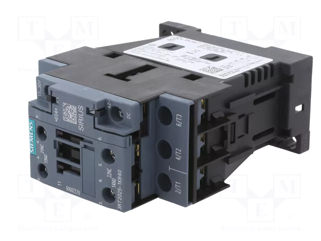 SIEMENS 3RT2025-1KB40 Contactor de 3 polos 24V DC SIEMENS 3RT2025-1KB40 Contactor de 3 polos 24V DC
