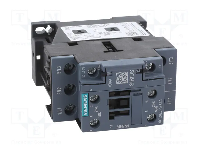 SIEMENS 3RT2025-1KB40 Contactor de 3 polos 24V DC SIEMENS 3RT2025-1KB40 Contactor de 3 polos 24V DC