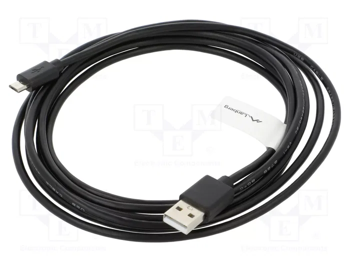 Lanberg Cable Micro USB a USB 2.0 de 3 metros, Negro