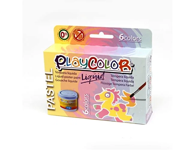Playcolor Témpera líquida Liquid Pastel de 40 ml, pack de 6 colores surtidos Playcolor Témpera líquida Liquid Pastel de 40 ml, pack de 6 colores surtidos