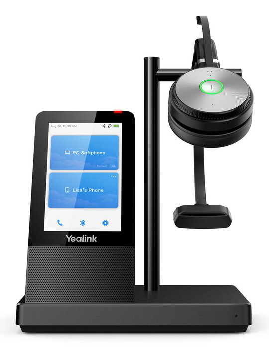 Yealink WH66 Auriculares UC DECT Supraaural Inalámbricos Monoaural con Base de Carga y Micrófono Boom para Oficina y Centro de Llamadas, Negro