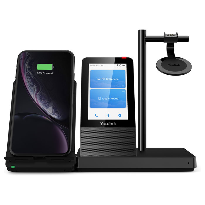 Yealink WH66 Auriculares UC DECT Supraaural Inalámbricos Monoaural con Base de Carga y Micrófono Boom para Oficina y Centro de Llamadas, Negro