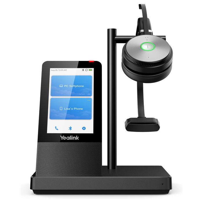 Yealink WH66 Auriculares UC DECT Supraaural Inalámbricos Monoaural con Base de Carga y Micrófono Boom para Oficina y Centro de Llamadas, Negro