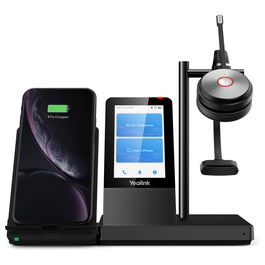 Yealink WH66 Auriculares UC DECT Supraaural Inalámbricos Monoaural con Base de Carga y Micrófono Boom para Oficina y Centro de Llamadas, Negro