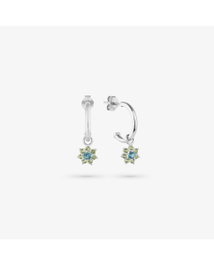 Radiant Pendientes Silver con Piedra Azul Rosetones