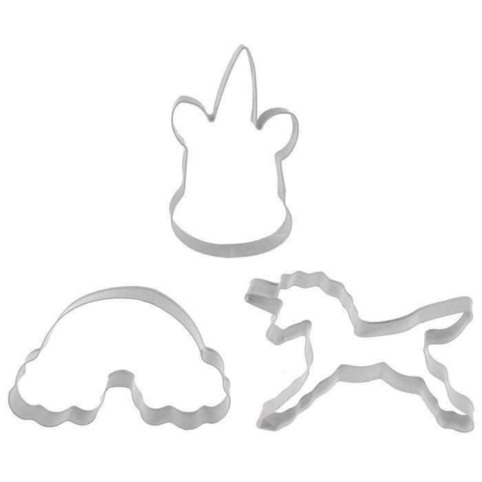 Lily Cook Juego de 3 Cortadores Unicornio, Cabeza de Unicornio y Arco Iris de Acero Inoxidable