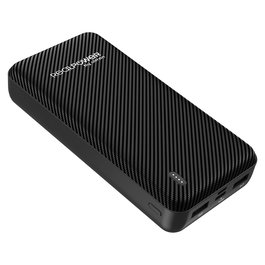 Realpower Powerbank PB-20000 SE 20000mAh Batería Externa con USB-C In/Out, 2 Puertos USB, Cargador Portátil, 5V/2.4A, Batería de Polímero de Litio, Negro