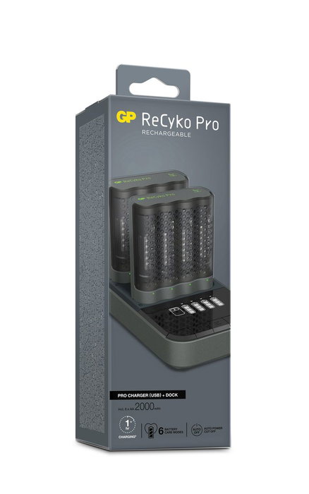 GP ReCyko Pro-Charger Dock incl. 2 x P461 Pro Charger + 8 AA Pro Photoflash Cargador de Baterías