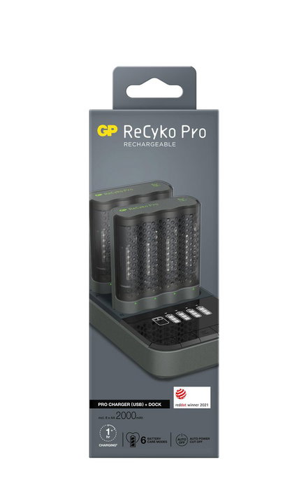 GP ReCyko Pro-Charger Dock incl. 2 x P461 Pro Charger + 8 AA Pro Photoflash Cargador de Baterías